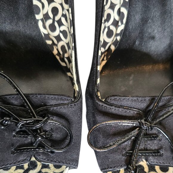 Coach Corey Black Peep Toe Bow 4" Block Heels Pumps Size 8.5B - Picture 5 of 12